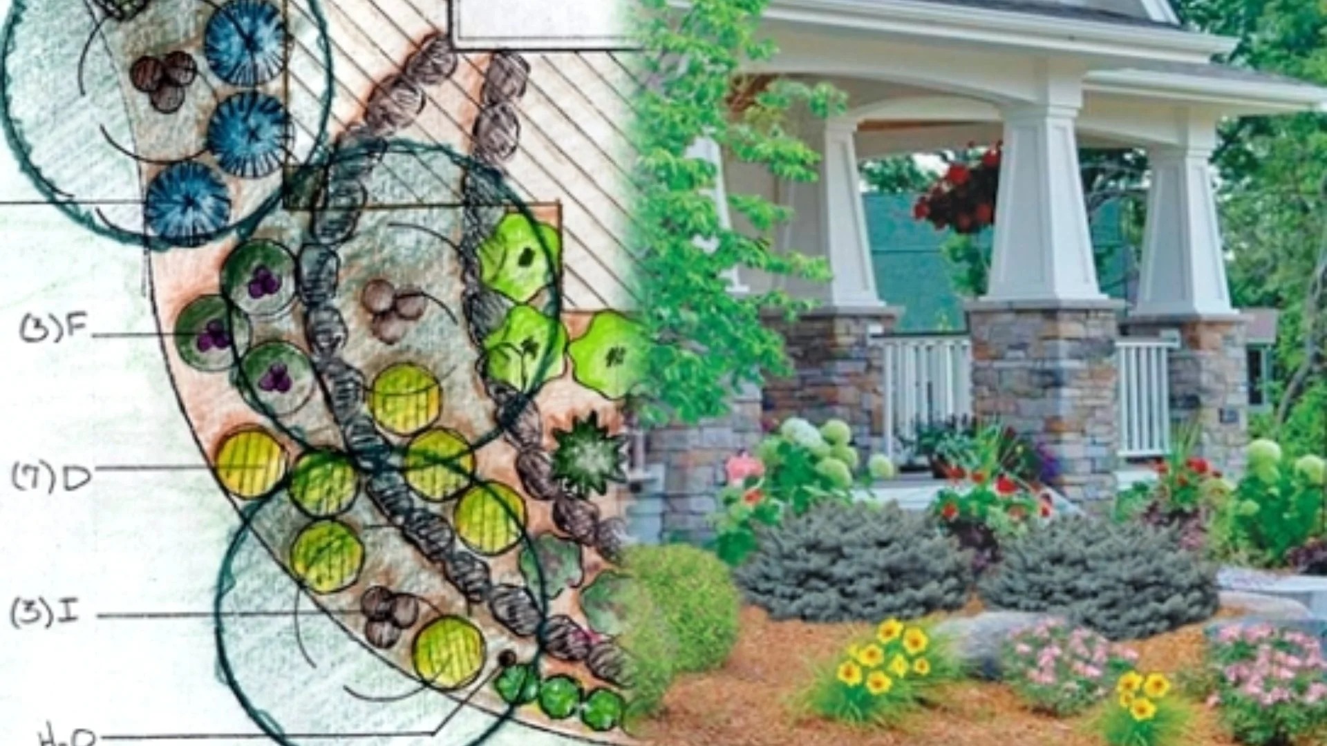 2d landscape design rendering house