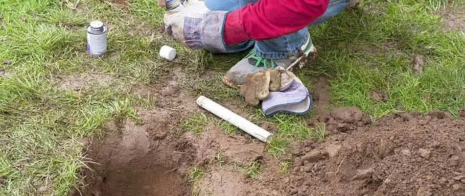 Irrigation system pipe being repaired in Bondurant, IA.